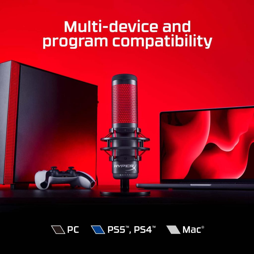 HyperX HX-MICQC-BK QuadCast - Standalone Microphone with Comprehensive Functions for Streaming Gamers