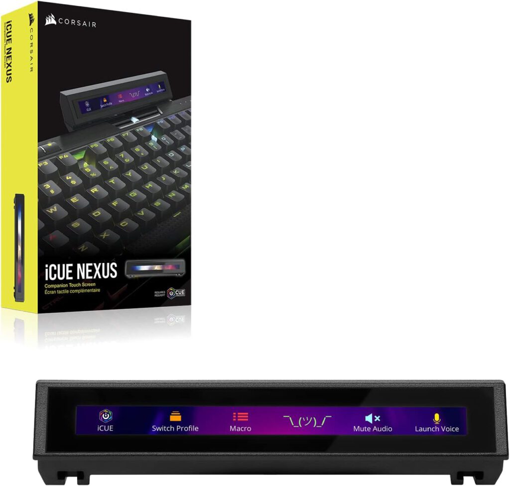 Corsair iCUE NEXUS Companion Touchscreen (Adjustable 5 LCD Diagonal Touchscreen, 262K RGB Colours, 6 Programmable Virtual Macro Keys, Live System Reads) Black