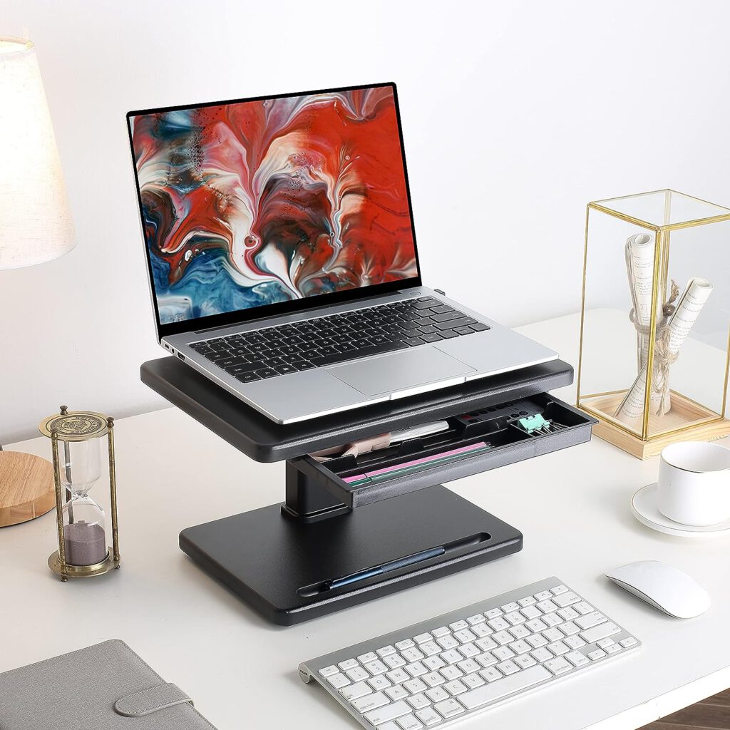 ETHU Monitor Stand Adjustable Monitor Riser Card for Desk Computer Stand with Storage Drawer Computer Riser Card Compatible with Laptop PC Screens Office and Home Desk Accessories