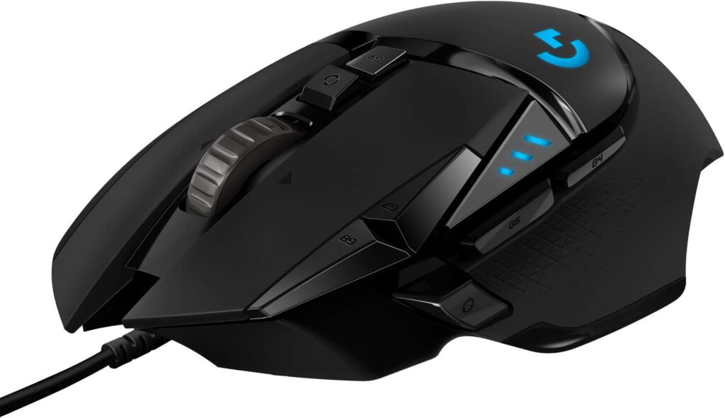 Logitech G502 HERO gaming mouse (with HERO sensor, RGB, 16,000 DPI, 11 programmable buttons, laptop and PC computer mouse, 5 customizable weights, balance tuning, German packaging) black