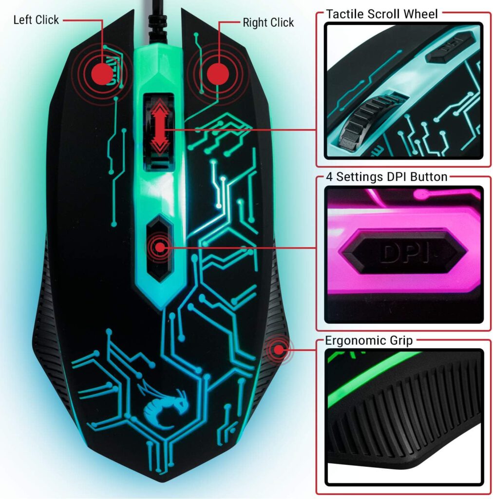 Orzly Keyboard Mouse Set, Gaming, RX250, 4 in 1 PC Pack Combo, RGB Backlight Keyboard, [QWERTZ DE Layout] and Mouse [Up to 3200 DPI], Gaming Headset  Mouse Pad Large - for PC, Xbox, PS4