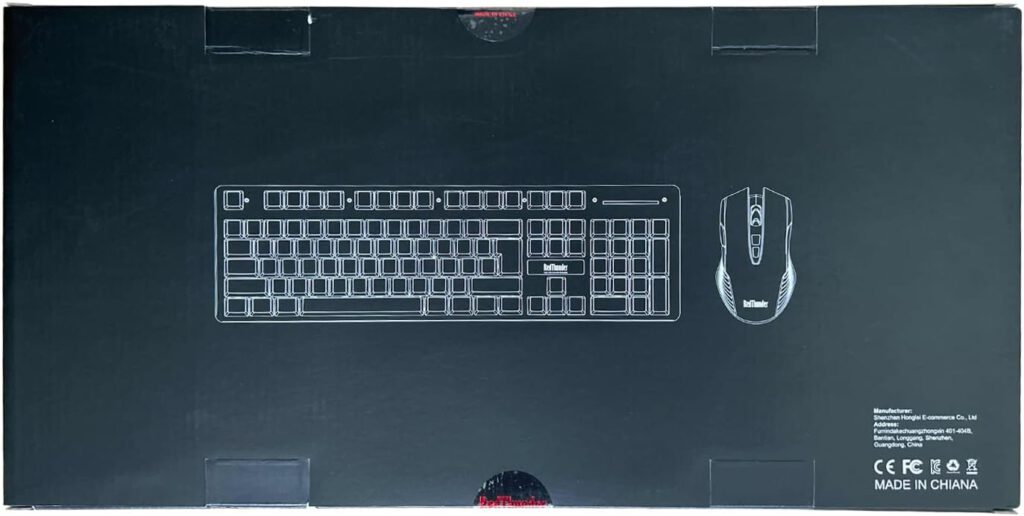 RedThunder K10 Gaming Keyboard and Mouse Set, QWERTZ DE Layout, Metal Plate and Wrist Rest, RGB Backlight and 7D with Ergonomic for PC Gamers (Black)